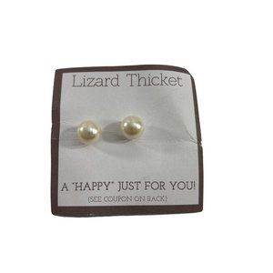 Lizard Thicket Faux Pearl Studs .75" Across New on Card